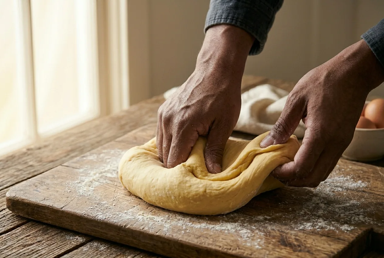 Masa pasta fresca paso 4: amasar con las manos