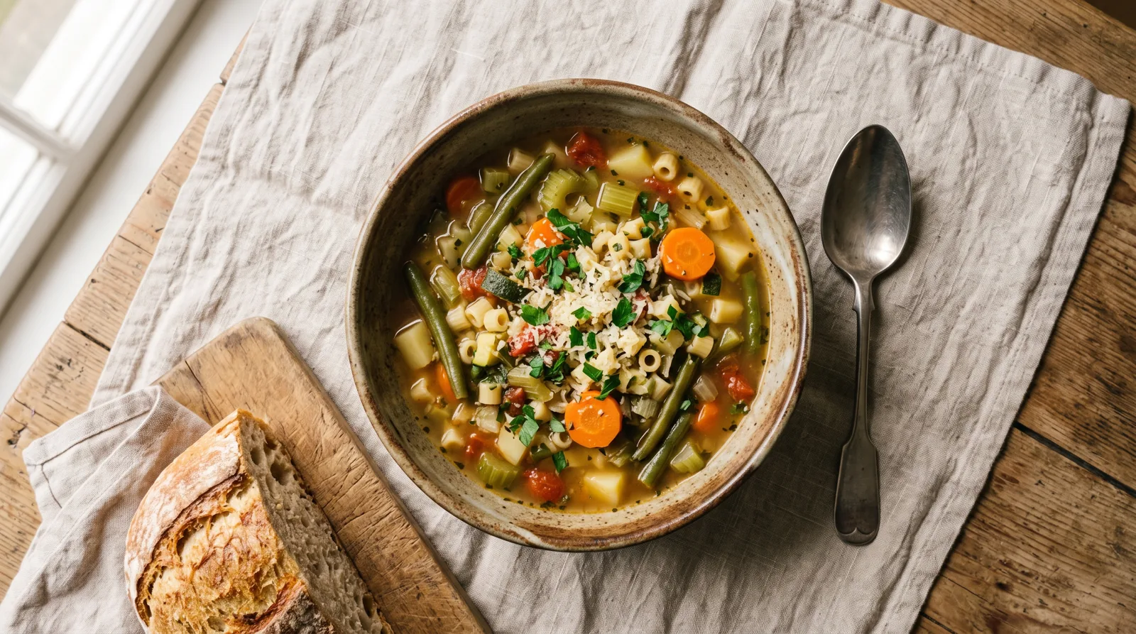 Minestrone con pasta fresca